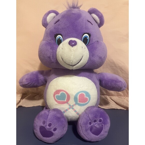 Care Bear Share Bear Purple Lollipop Plush 14" Stuffed Animal 2016 - Picture 1 of 16